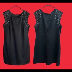 Black dress with cap sleeve details